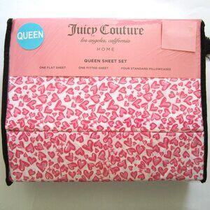 Juicy Couture Queen Sheet Set JC Red Pink Hearts